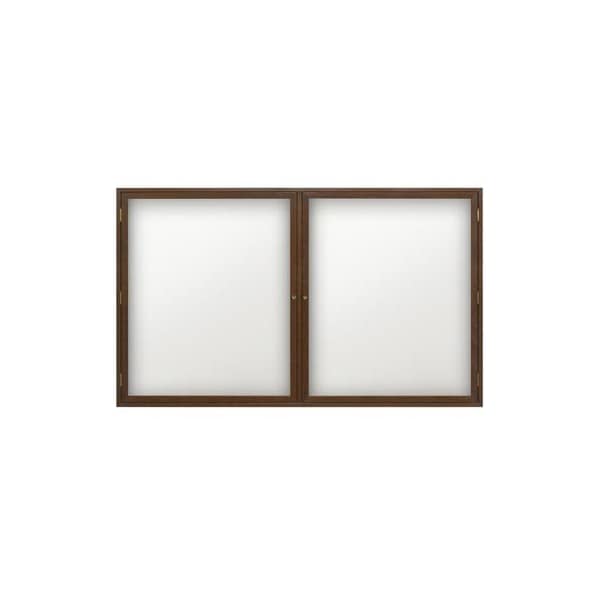 60"x36" 2-Door Wet/Dry Erase, White Porcelain/Lt Oak Frame